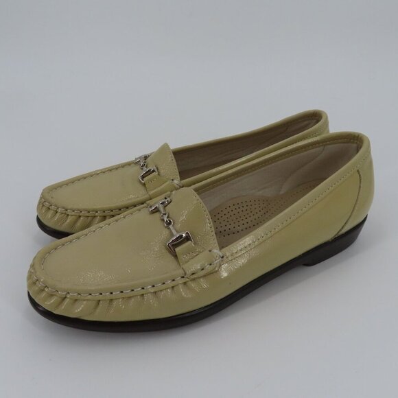SAS Tripad Womens 9 S Beige Khaki Patent Leather Silver Metal Horse Bit Loafers - Picture 13 of 14